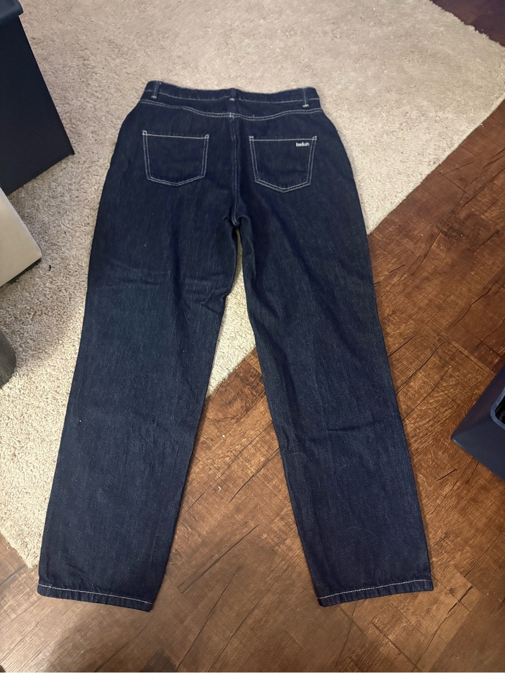 ba&sh Women’s Sz 8 ELTON Mom Jean Dark Indigo organic raw denim finish high rise - Picture 4 of 11